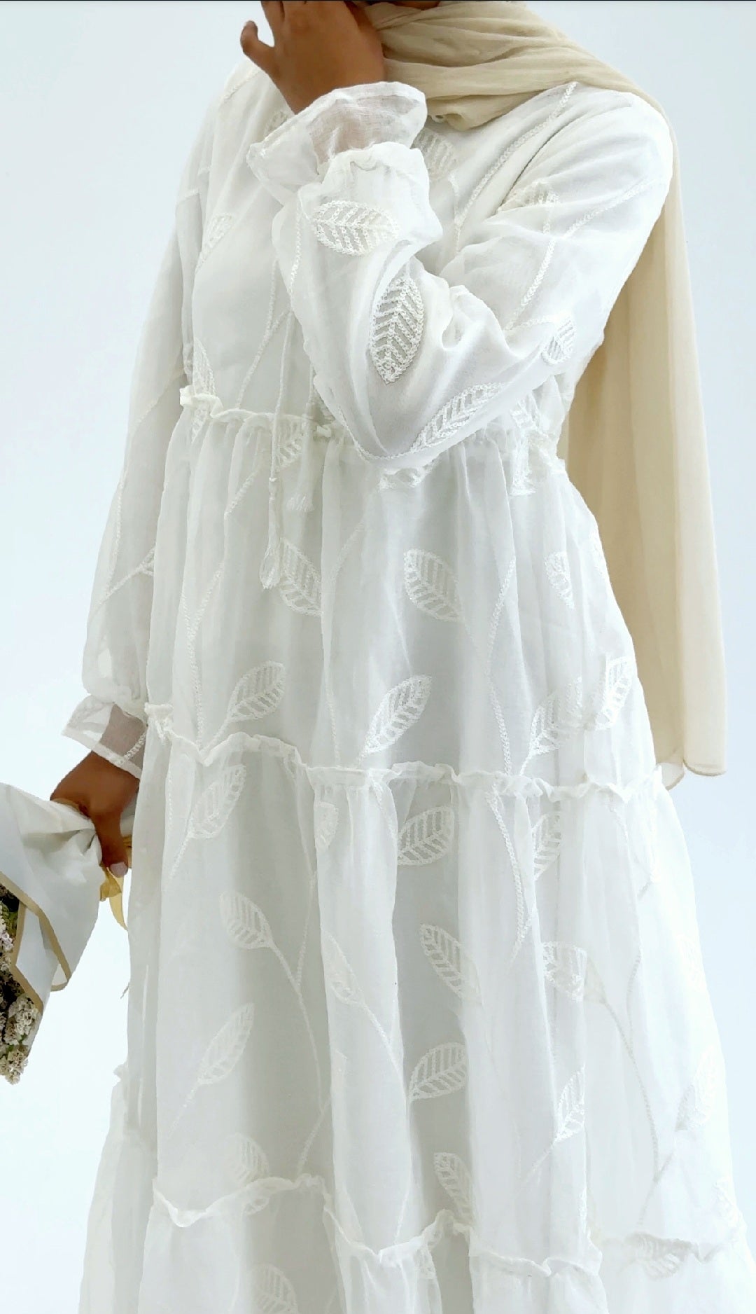 Elegant White Embroidered Dress