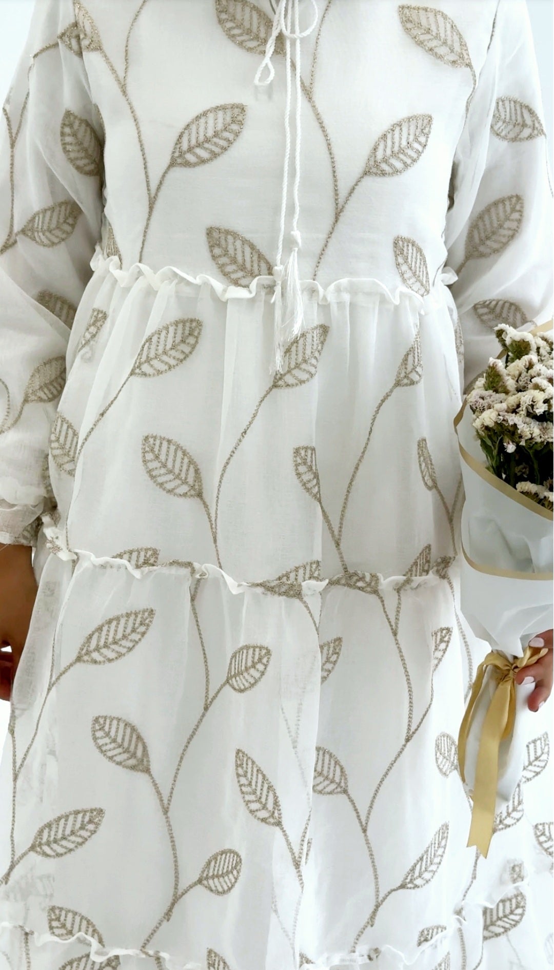 Elegant Beige Embroidered Dress