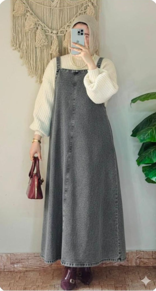 Bundle of Denim Salopette Dress in Grey & pullover