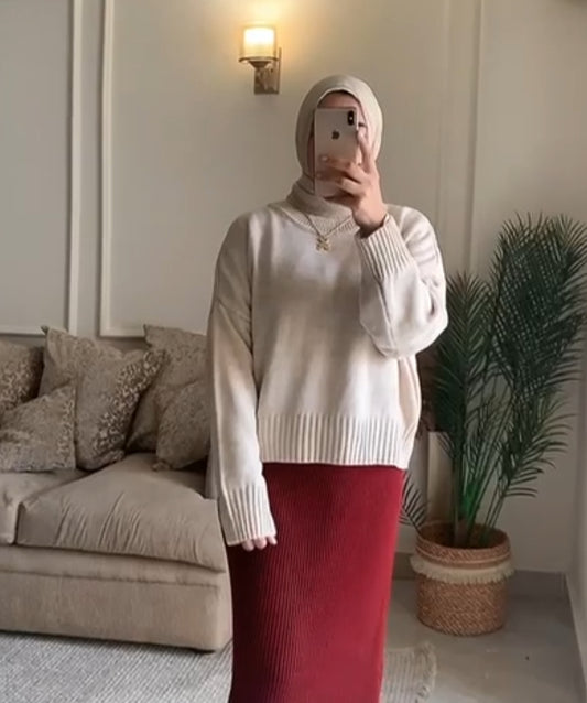 Wool Winter pullover in Beige (top only only)