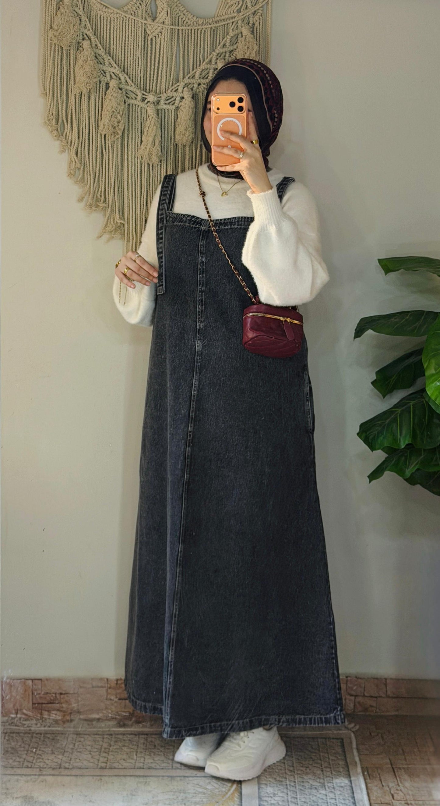 Denim Salopette Dress in Grey