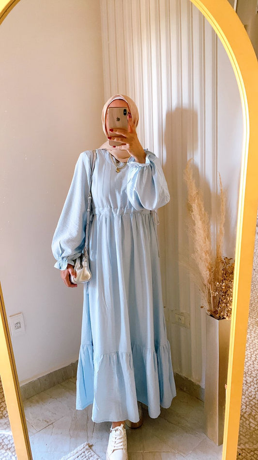 Summer Casual Linen Dress in Baby blue