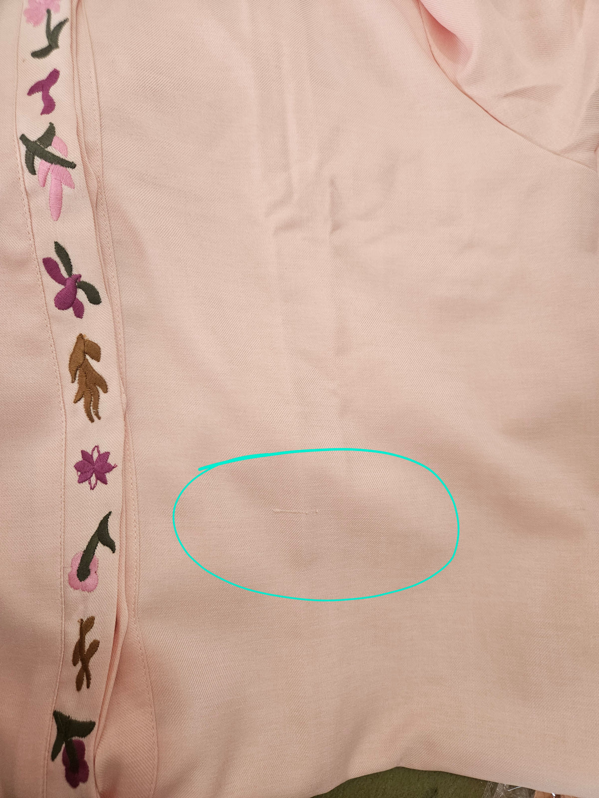 Floral Embroidered Linen Chemise in Pink Outlet