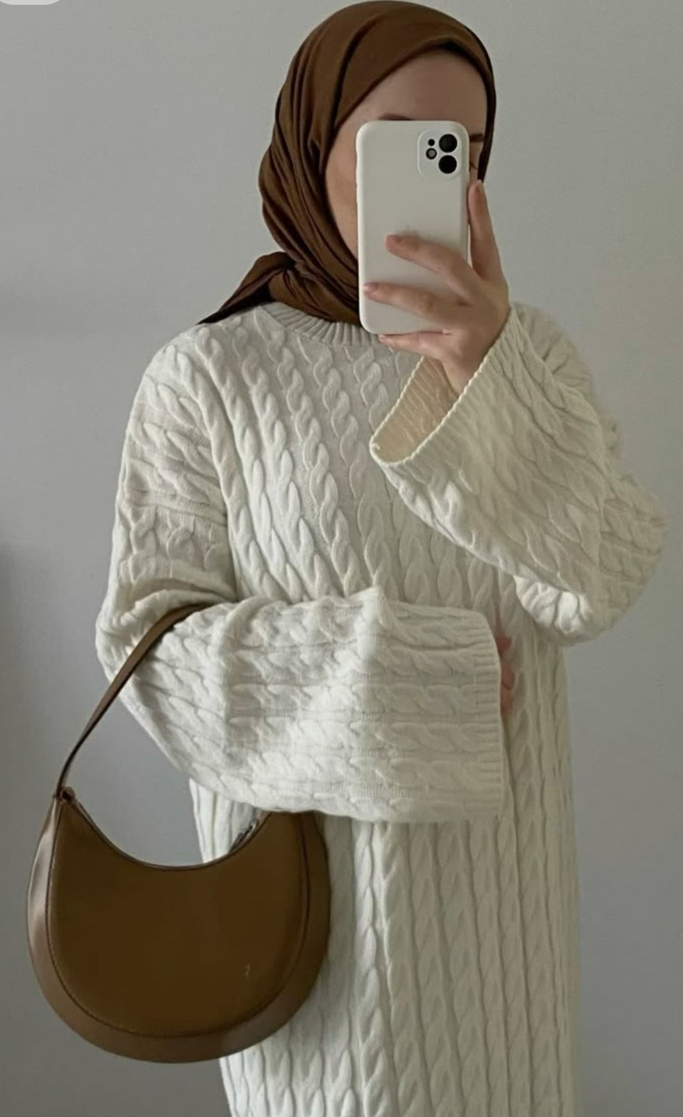Braided Winter Dress in Off-white