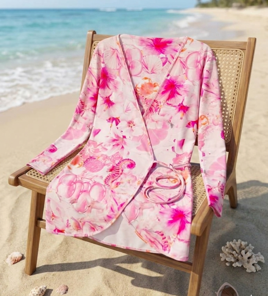 Ozel Printed Swim Top in Pink