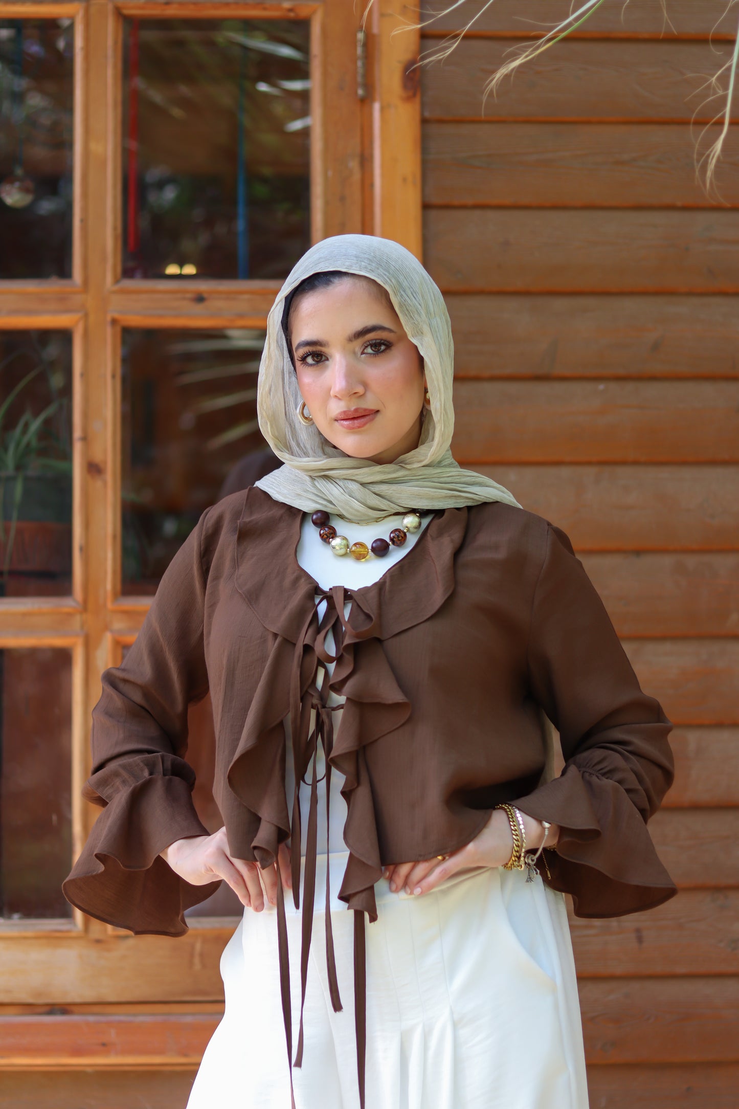 Solis Ruffles Top in Brown