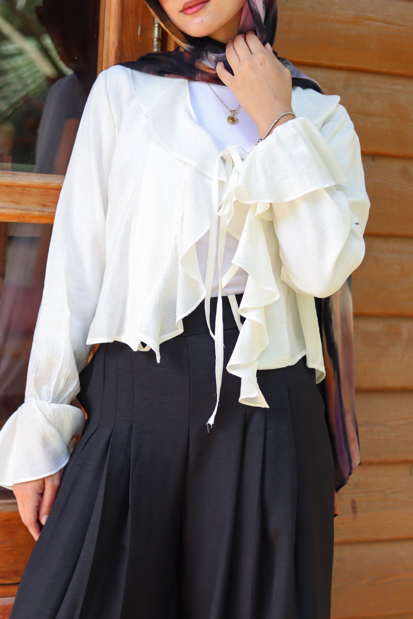 Solis Ruffle Top in White