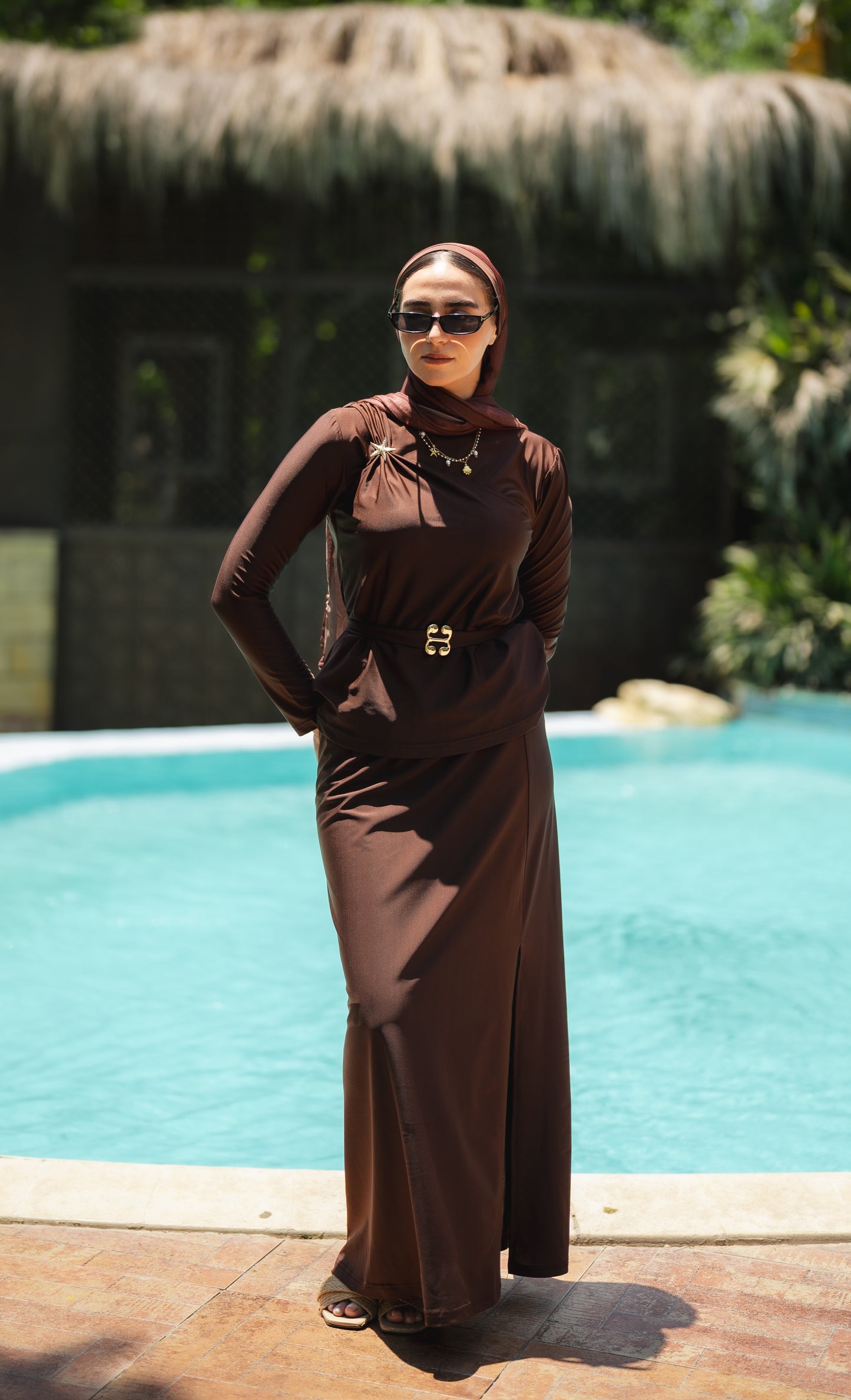 Star Burkini in Brown (with head cover)