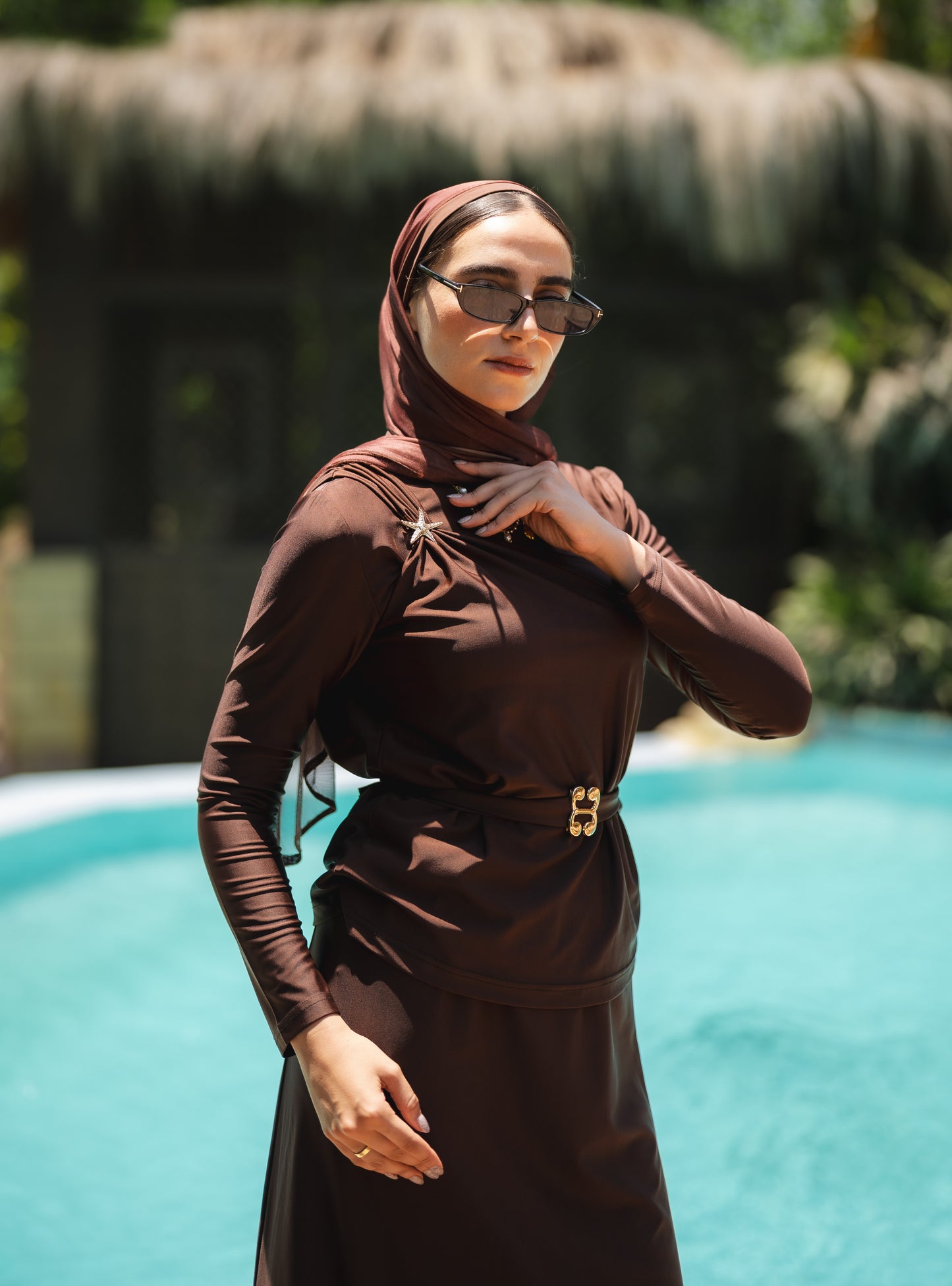 Star Burkini in Brown (with head cover)