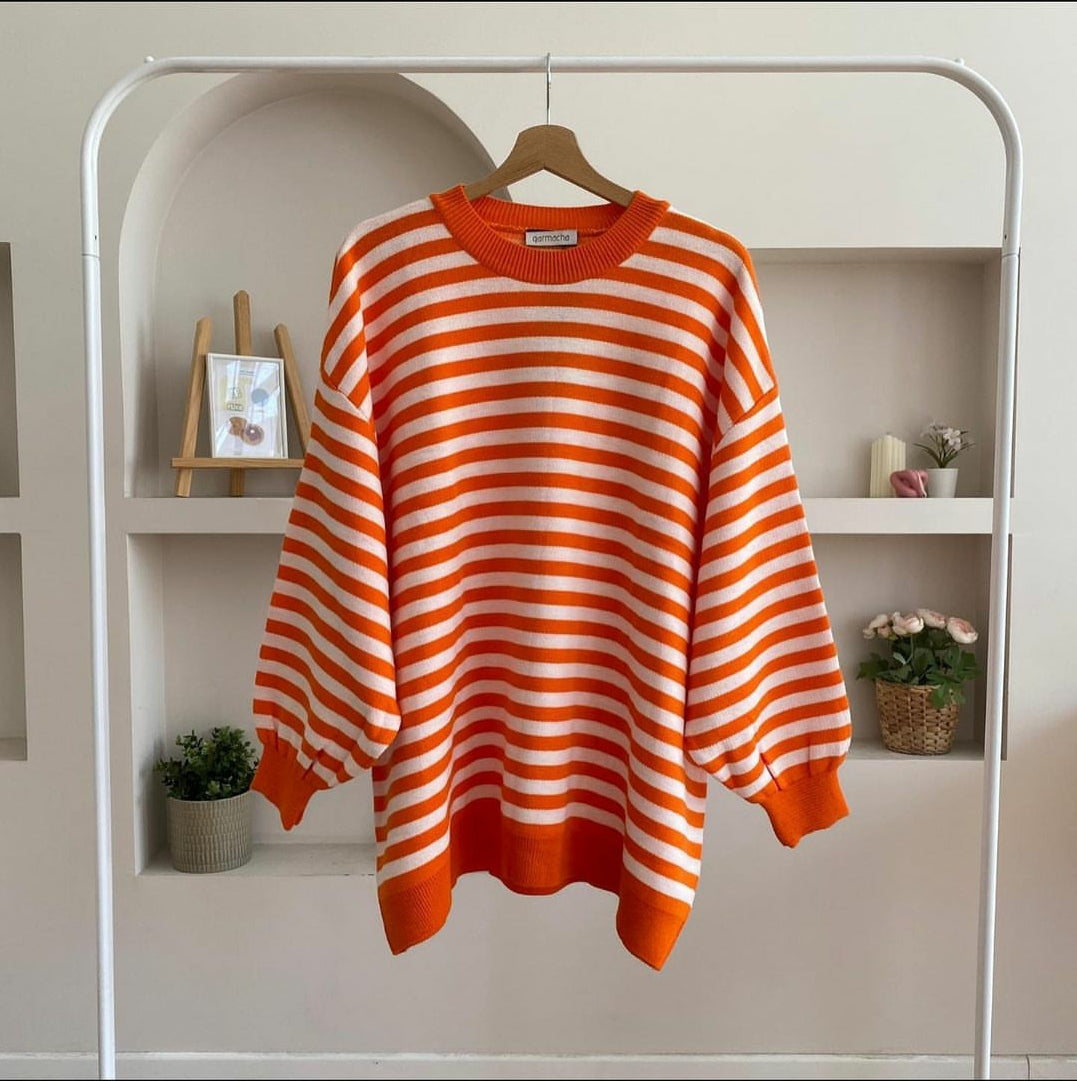 Striped Winter Tunic in Orange