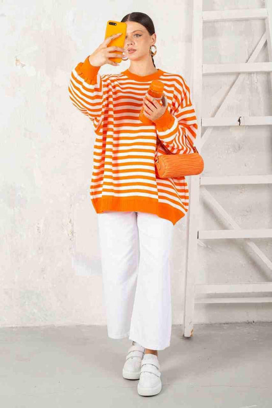 Striped Winter Tunic in Orange