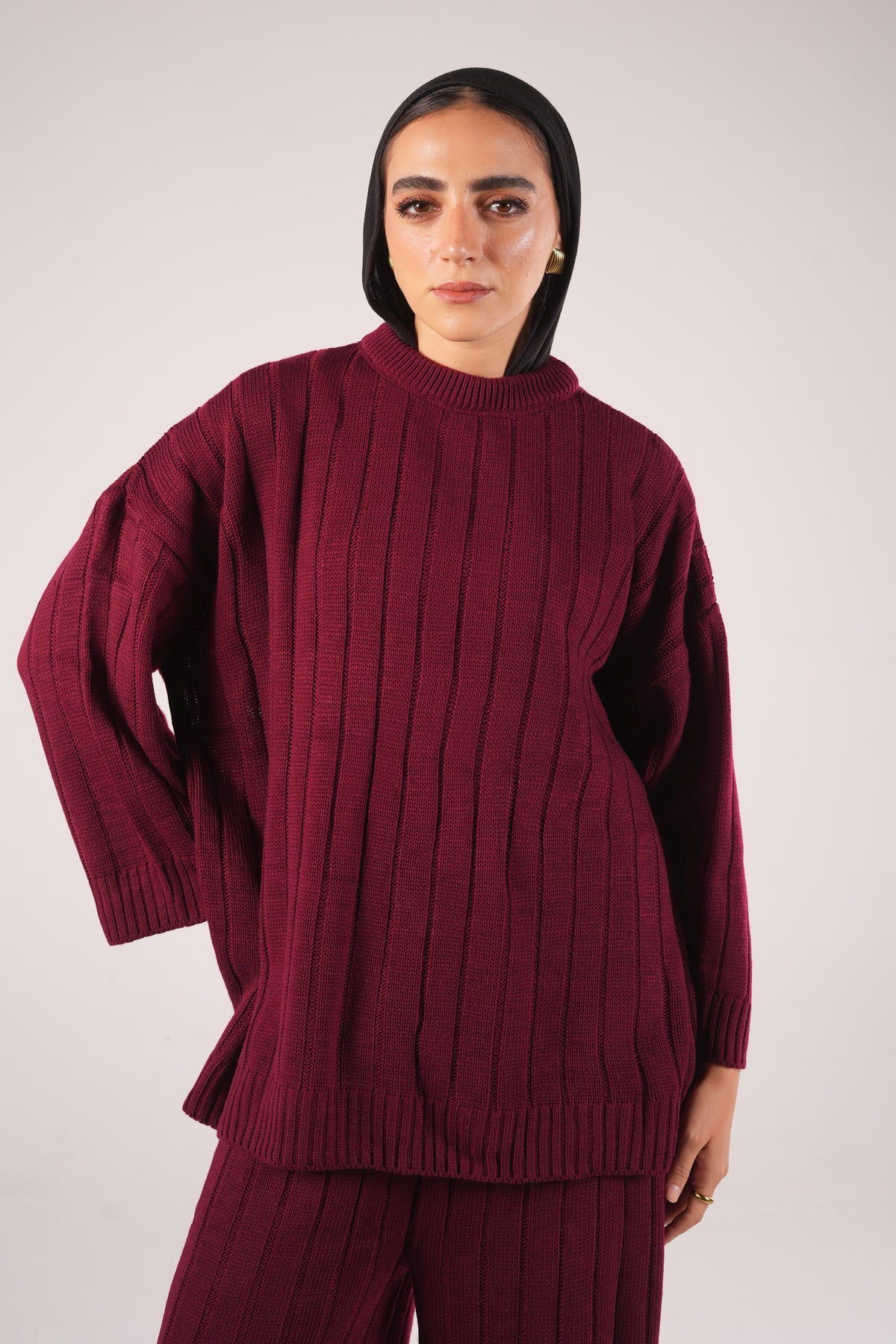 Tara Wool Set in Burgundy