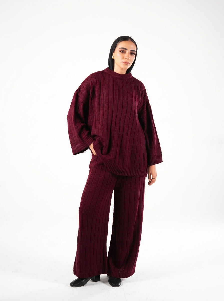 Tara Wool Set in Burgundy