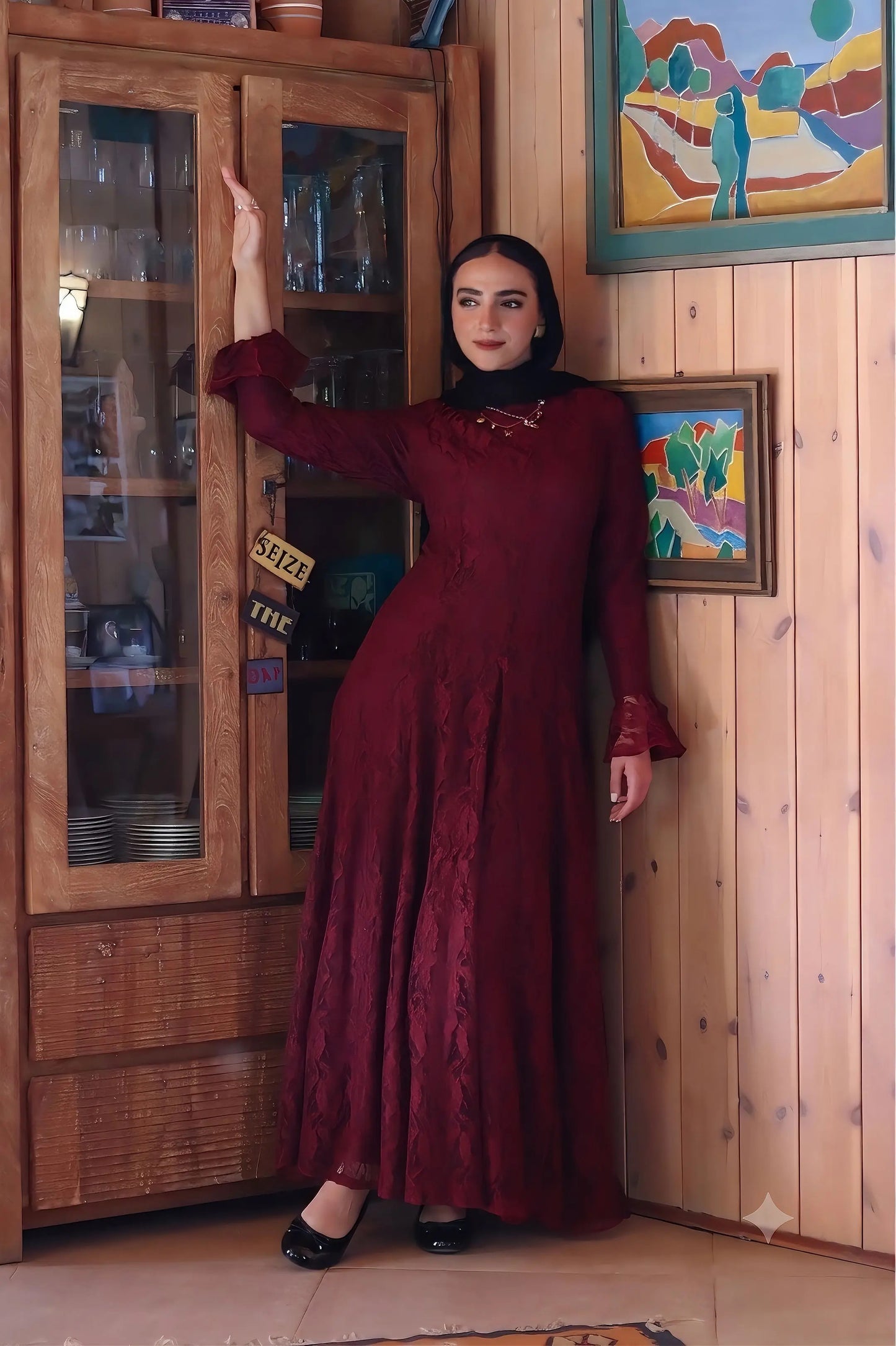 Valencia Lace Gown in Burgundy
