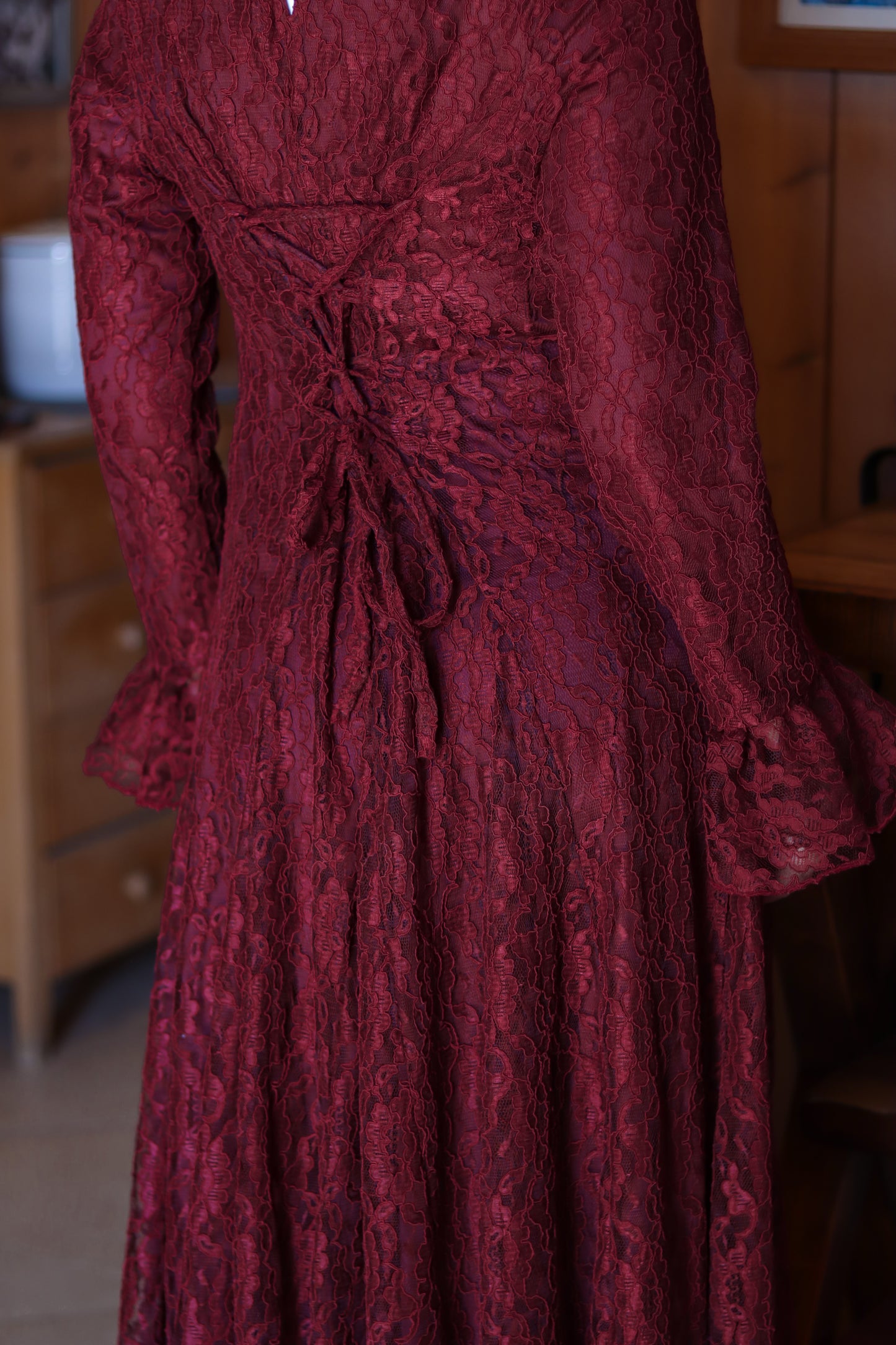 Valencia Lace Gown in Burgundy