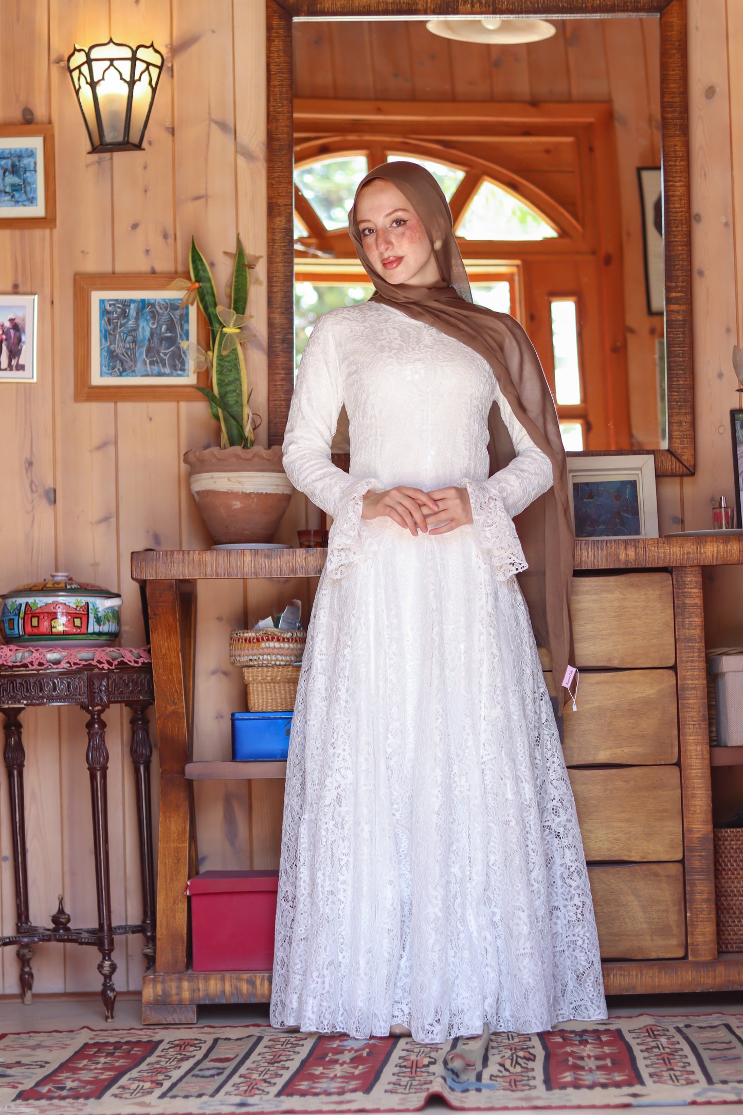 Valencia Lace Gown in White