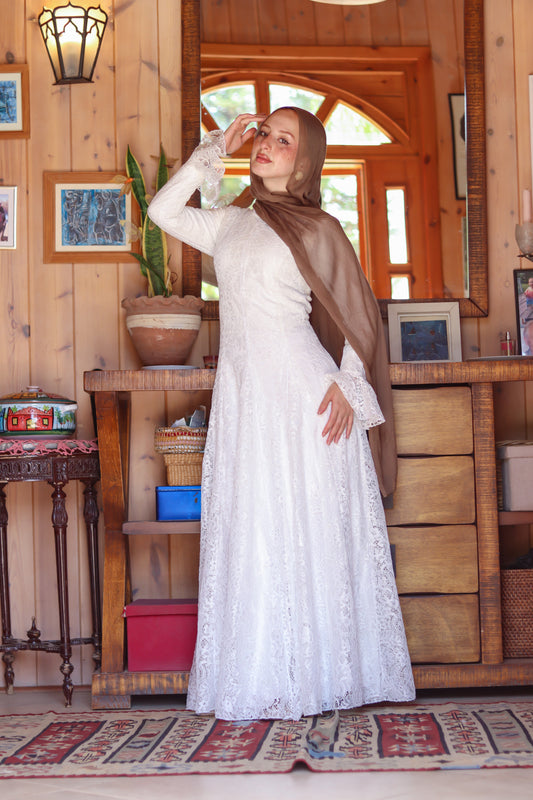 Valencia Lace Gown in White