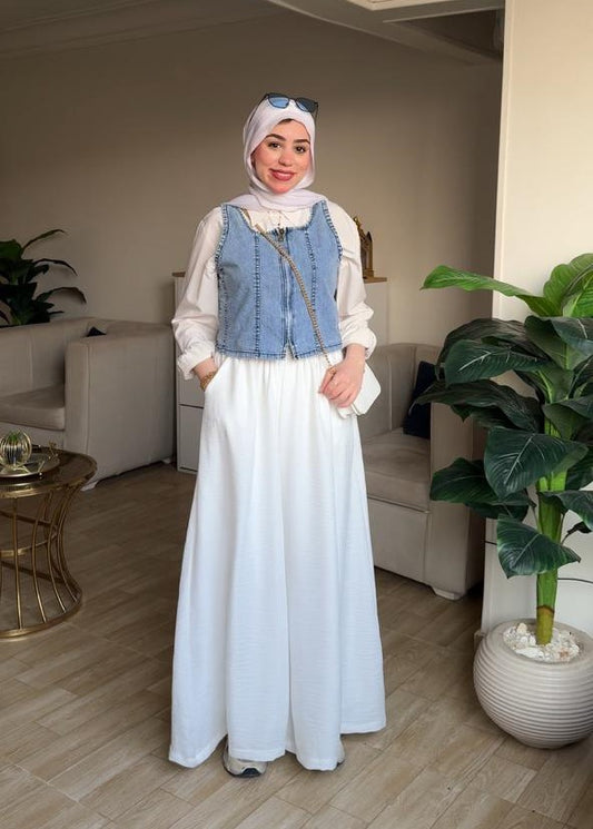 Wide Leg Linen Pants in White