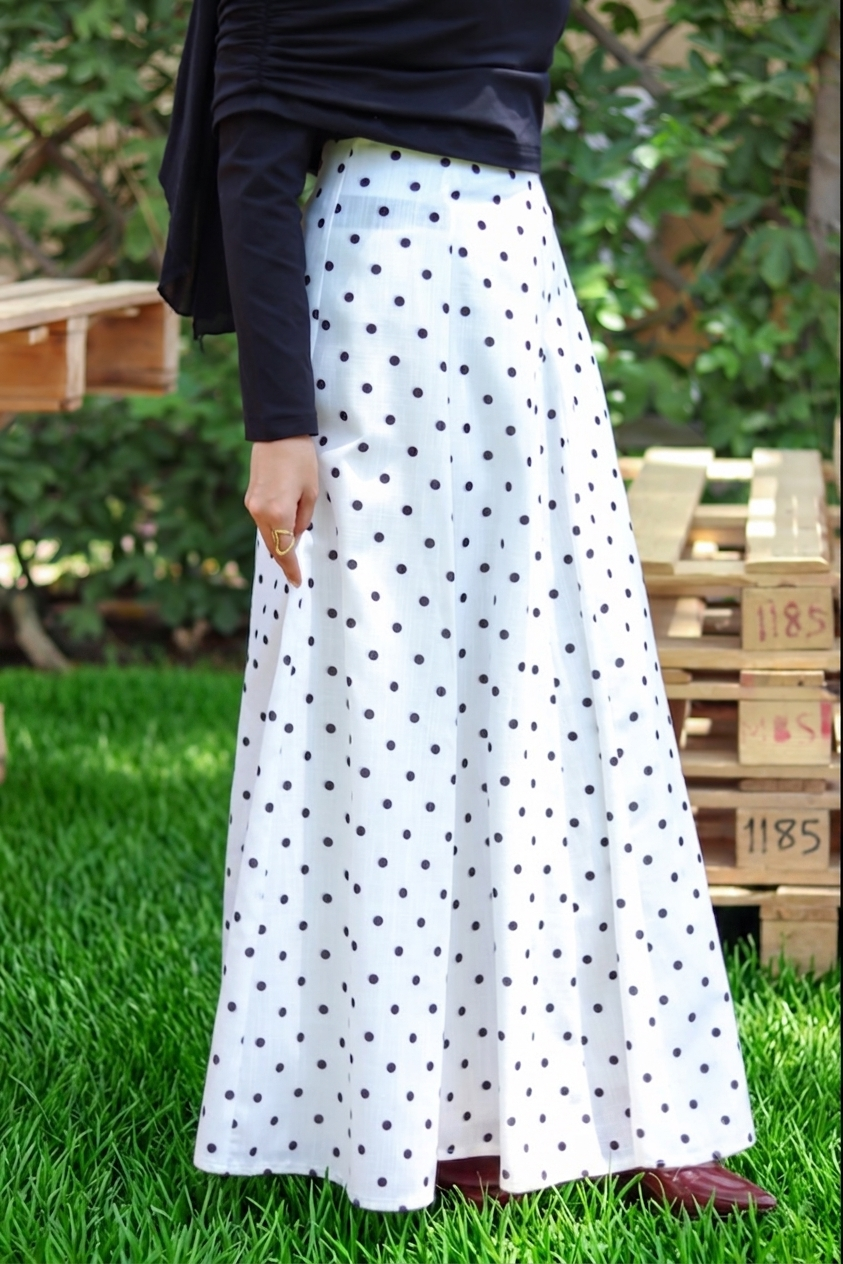Ozel Polka Dot Skirt in White