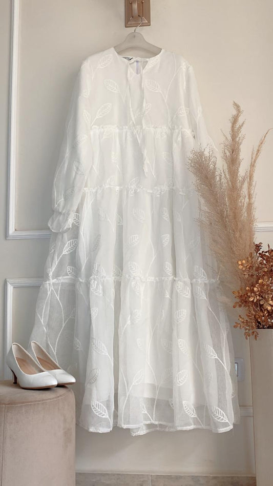 Elegant White Embroidered Dress