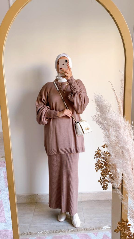 Plain Winter Set in Cashmere (Tunic and skirt)